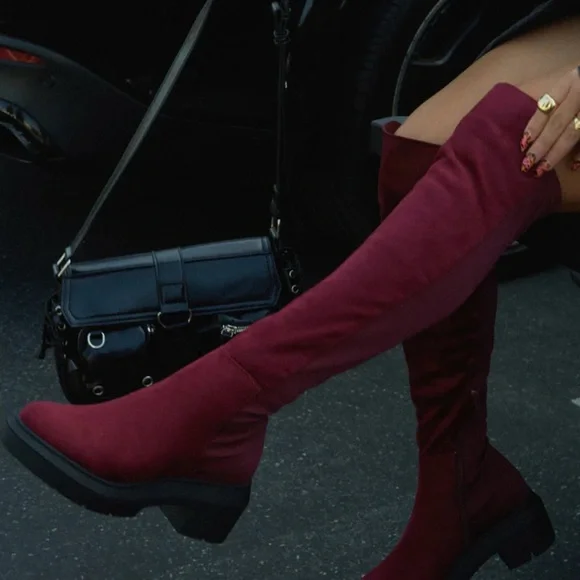 Charlotte Russe OVER THE KNEE BOOTS - BURGUNDY Women's Size 9 NWT - Picture 9 of 9